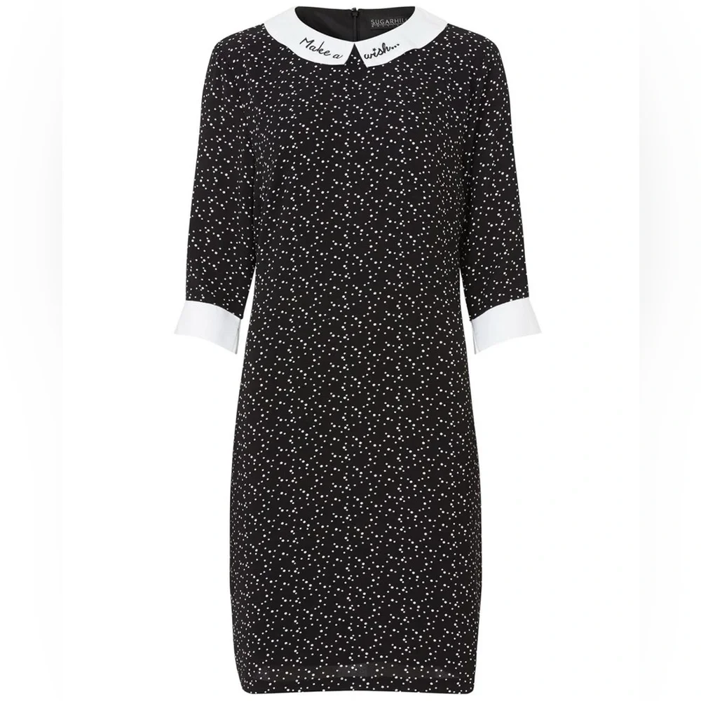 Sugarhill Boutique Make A Wish Mod 60s Tunic Midi Dress w/ Sleeves & Collar UK 8 - Picture 14 of 14